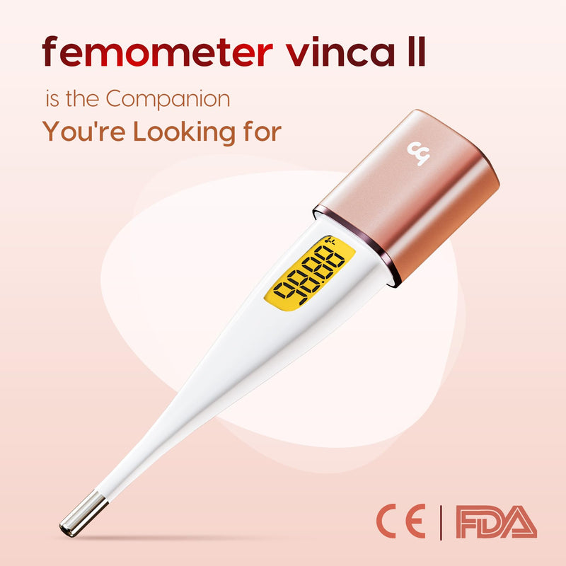 [Australia - AusPower] - Femometer Smart Basal Body Thermometer, BBT Thermometer with Backlight LED Screen, Fertility/Period Tracker with Femometer APP, Automatic Data Recording, Lipstick Shape, Easy to Use and Carry, Gold 
