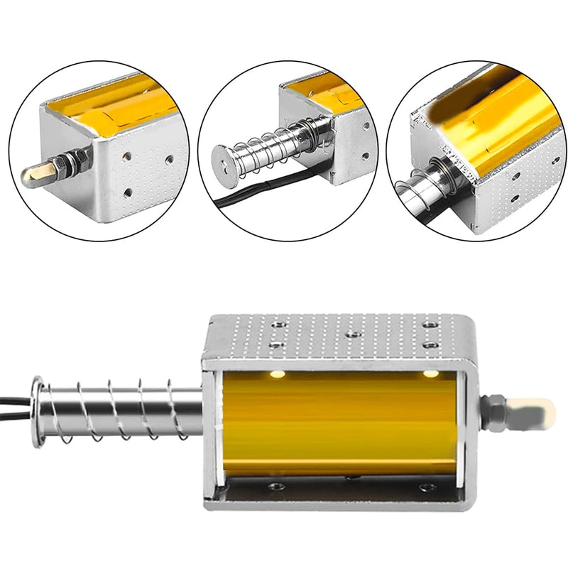 DC 12V 35mm Hub Electromagnet VS1 Load Switch Electromagnetic Coil Push Pull Electromagnetic Coil with Spring Return 8A for Vending Machines, Transport Equipment