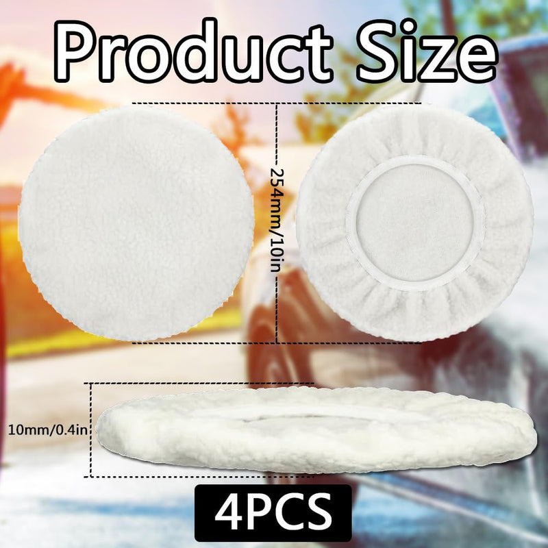 [Australia - AusPower] - Set of 4 Polishing Hoods, 220 mm - 250 mm Lambswool Polishing Hoods, Polishing Covers for Einhell Battery Car Polishing Machines, Car Polishing Pad, Compatible CE-CB 18/254 Li, CC-PO 90 