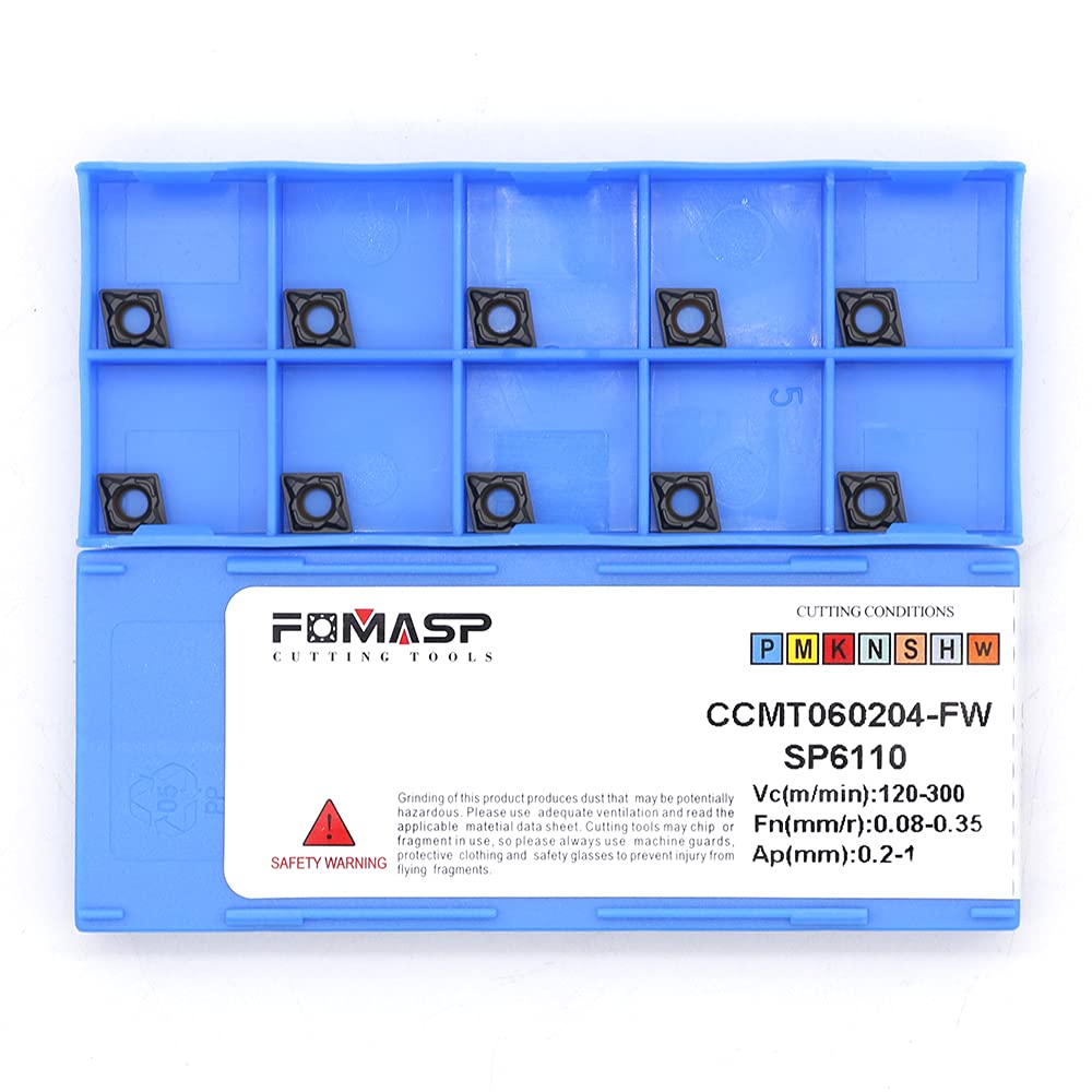 [Australia - AusPower] - FomaSP Carbide Inserts for Steel CCMT21.51 / CCMT060204 for Turning Cutting Tools, The chip Breaker"PM" fit for Semi-Finishing Metal Cutting, 10 PCS 