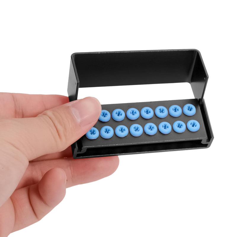 [Australia - AusPower] - 2Pcs 16 Holes Bur Block Holder with Silicon Cover Autoclavable Burs Block Case for Placing FG RA Burs (black) Black 