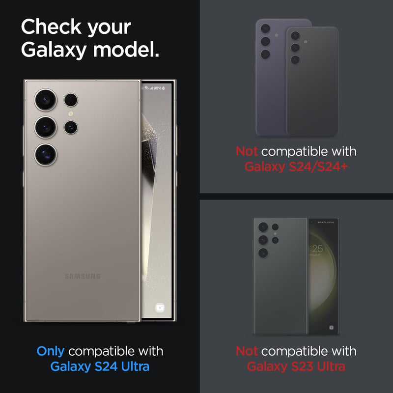 [Australia - AusPower] - Spigen Camera Lens Screen Protector [GlasTR EZ Fit Optik Pro] Designed for Galaxy S24 Ultra [Case Friendly] - Titanium Black [2 Pack] 