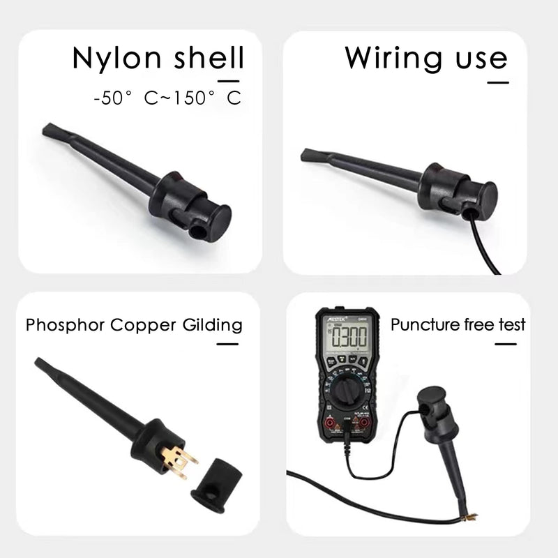 [Australia - AusPower] - Test Hook Clip, Multimeter Test Lead Kit Hook Clip Probe Mini Grabber for Circuit Testing PCB IC 