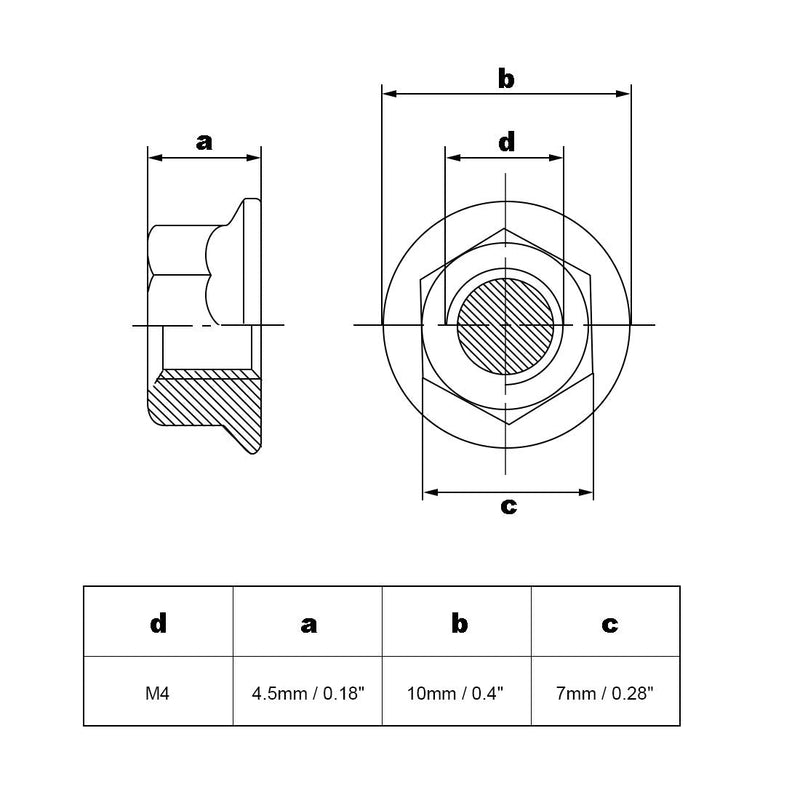 [Australia - AusPower] - uxcell M4 Serrated Flange Hex Lock Nuts, 304 Stainless Steel, 10 Pcs 