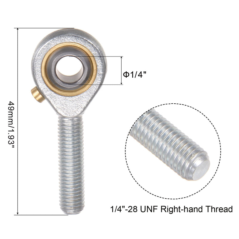[Australia - AusPower] - uxcell 4pcs POSB4 1/4" Rod End Bearing 1/4"-28 UNF Male Right Hand Thread, Bearing Steel Rod End Joints with Jam Nut 1/4" 