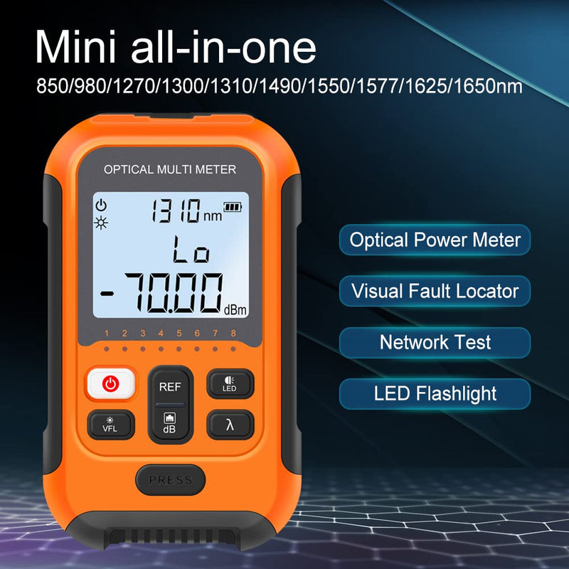 [Australia - AusPower] - Mini Optical Fiber Power Meter FC/SC/ST Universal Interface Fiber Tester Built-in 2Mw Visual Fault Locator Li-ion Battery USB Charge (OPM&VFL-2Mw-Li -New) OPM&VFL-2Mw-Li -New 