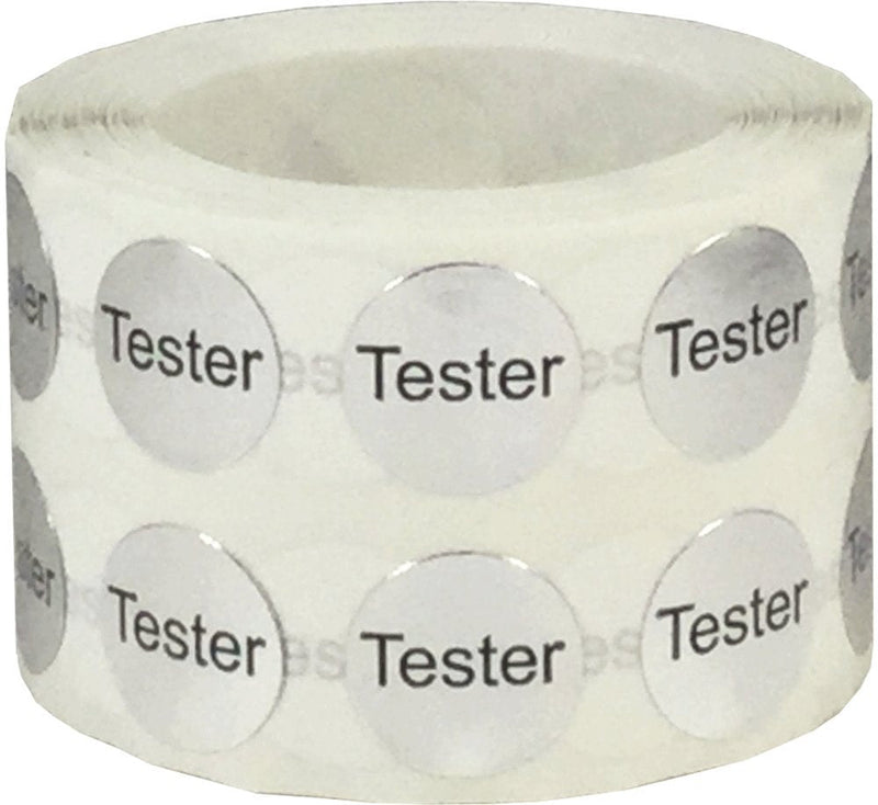 Round Tester Dot Adhesive Stickers, 1/2 Inch Round Labels, 1000 Stickers per Roll, Silver 1/2" Circle