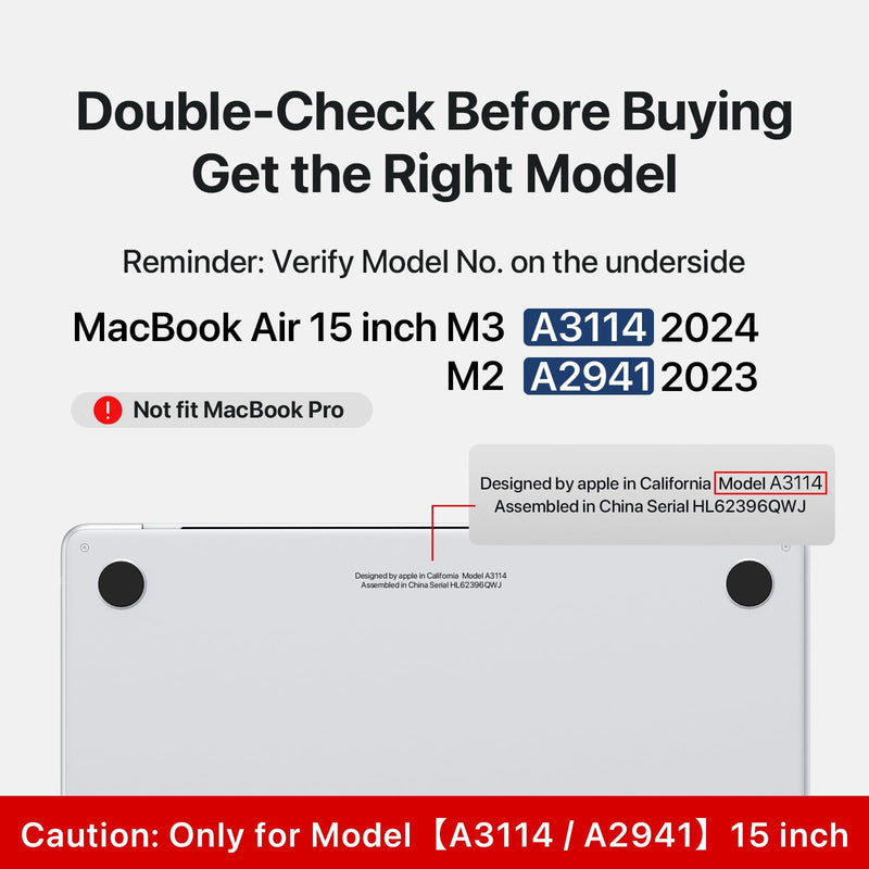 [Australia - AusPower] - Invisible Armor for MacBook Air 15 inch Case 2023 2024 New M3 M2 [Same as Bare Device] [Scientific Slim] Protective Hard Shell Translucent Cover for Laptop Model A3114 A2941 - Matte Clear 