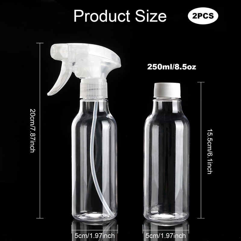 [Australia - AusPower] - Cosywell Plastic Spray Bottles 8.8oz/260ml 2 Pack Empty Spray Bottle for Cleaning Mist/Stream Heavy Duty Water Spraying Bottle for Cooking Solutions Essential Oils Hair Care(Clear) A-Clear 