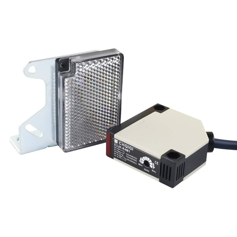 [Australia - AusPower] - Indoor Wall Mounted Photoelectric Beam Sensor E3JK-R4M1 12-240VDC 24-240VAC Retroreflective photoelectric Sensor Switch Proximity Switch 2M Cable Induction 3M 