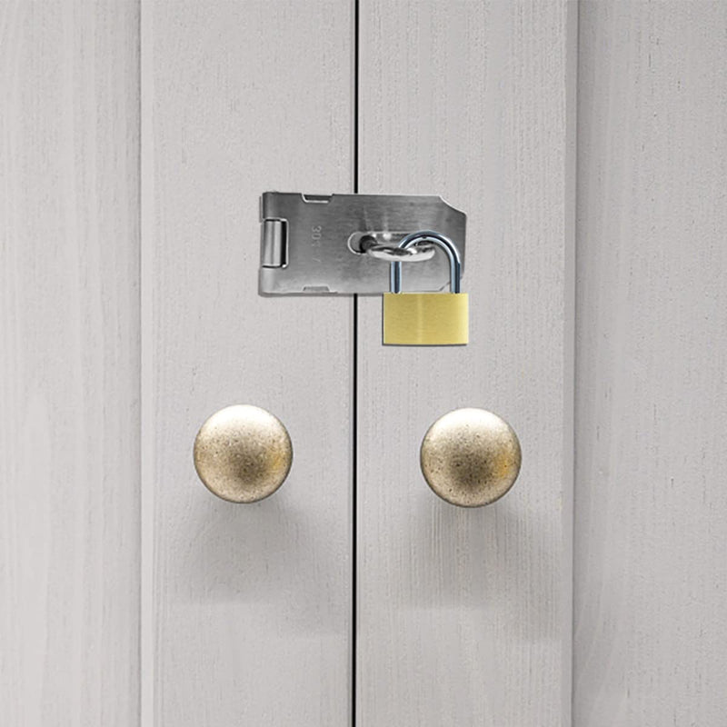[Australia - AusPower] - 2Pcs Stainless Steel Gate Lock Hasp, Safety Packlock Clasp Lock Set for Doors, Cabinets, Closets and More (3inch-Silver) 3inch-Silver 