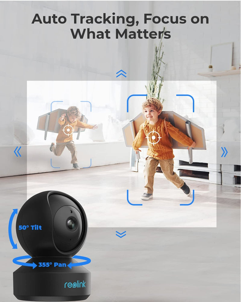 [Australia - AusPower] - REOLINK Indoor Security Camera, 2.4/5 GHz Wi-Fi, E1 Pro 4MP HD Plug-in Pet Camera, 360 Degree Baby/Pet Monitor with Auto Tracking, Person/Pet Detection, Night Vision, 2-Way Audio, Local Storage Black 