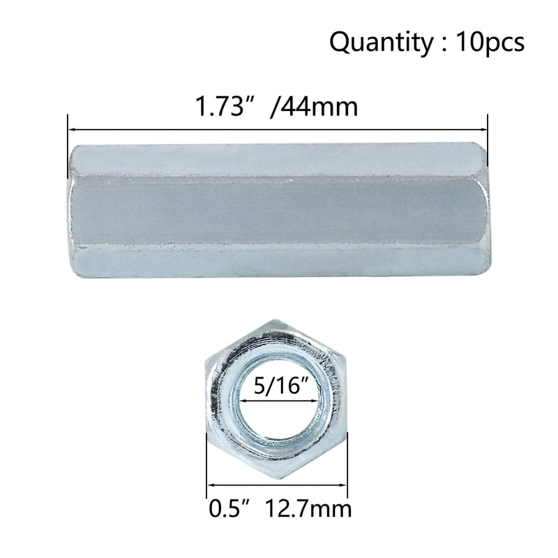 [Australia - AusPower] - 10 Packs 5/16''-18 Coarse Coupling Nuts, Hex Coupling Nut, Threaded Rod Connector, Carbon Steel Galvanized 10 