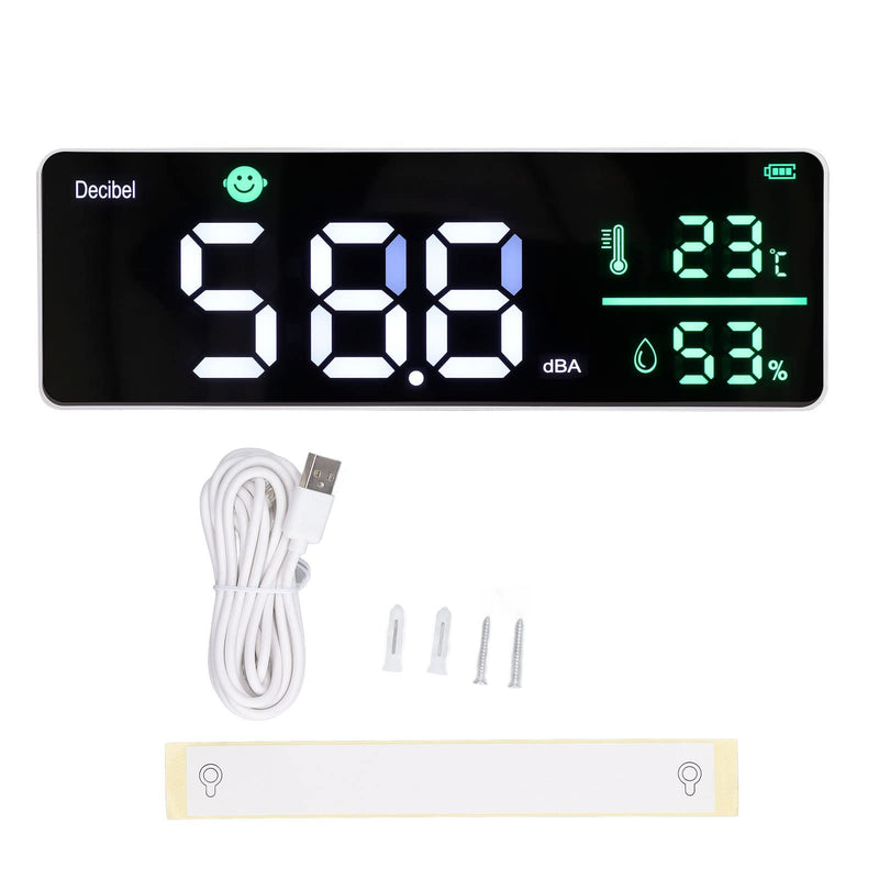 [Australia - AusPower] - Decibel Meter, Wall Hanging Sound Level Meter, Noise Decibel Meter, 3 in 1 Noise Temperature Humidity Meter, 30 to 130dB Range, with 11in Large LED Display Screen, for Classroom 