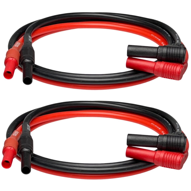 [Australia - AusPower] - CESS-222 Meter Test Lead Extension Right Angle Male to Female Connector 4mm Banana Plug to Jack Heavy Duty Silicone Wires Multimeter Leads Probes Adapter 12AWG, 2 Pairs, Black & Red, 3 Feet 