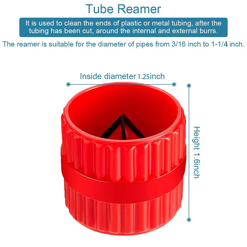 [Australia - AusPower] - 2 Pieces Red Inner-Outer Reamer Pipe and Tube Deburring Reamer Tubing Chamfer Tool for PVC/PPR/Copper/Brass/Aluminum Tubes(3/16-inch to 1-1/4-inch) 2 Red 