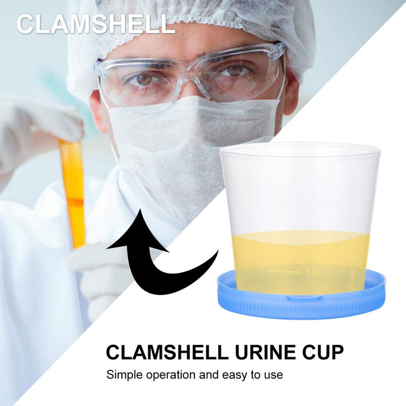 [Australia - AusPower] - Sterile Cups Urine Cup 50pcs 40ml Plastic Sample Cups Specimen Collection Cups with Lids Urine Container Specimen Containers Urine Testing Accessories (Random Color) 