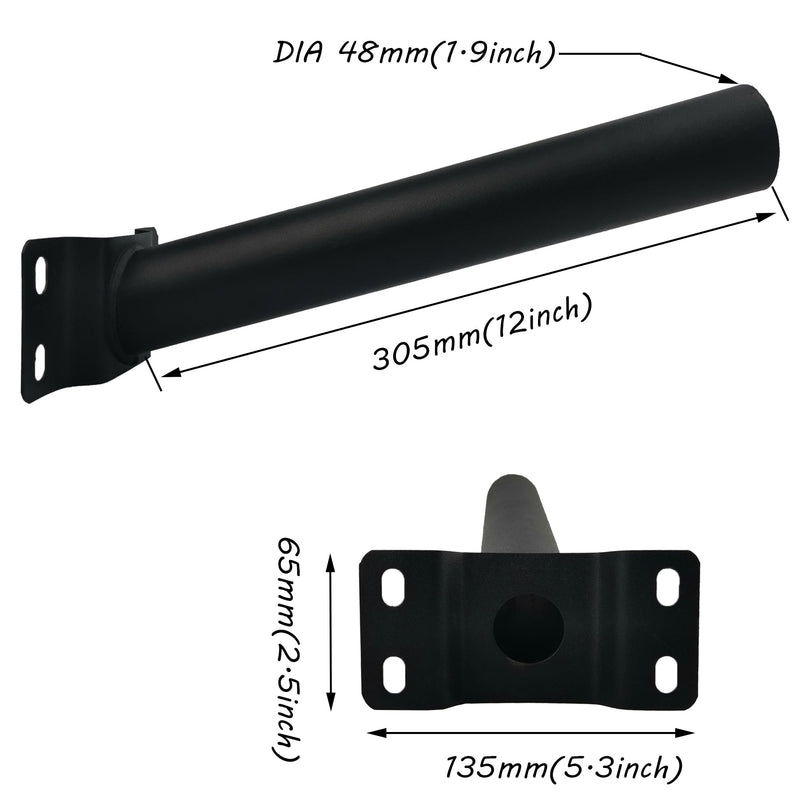 [Australia - AusPower] - Light Pole Mount,Solar Lighting Mounting Bracket Extension Pole Kit Wall Black Metal Pipes Barn Lights Fixture Antenna Adaptor Outdoor Arm for Street Light,Wall Mounted Tire,Barn Lamp,Post Tree 12 inches black 