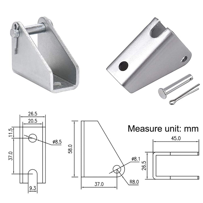 2 PCS Linear Actuator Mounting Brackets, Silver Heavy Duty Metal Mounting Brackets for Linear Actuator (U-Shape) 2PCS U-Shape