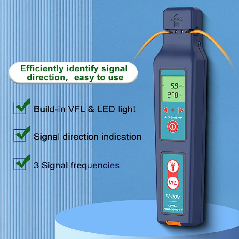 [Australia - AusPower] - Optical Fiber Identifier OFI FI-20V with VFL Light Fiber Detector Tester Traffic Identifier Suitable for 0.25/0.9/2.0/3.0mm 800nm-1700nm wavelength 