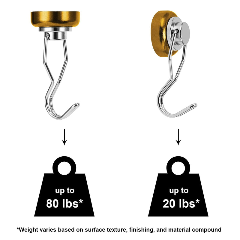 [Australia - AusPower] - Ant Mag Magnets Heavy Duty 80lbs Neodymium Magnet Hooks Great for Refrigerator Grill Cruise Hooks Magnetic Hangers Tools Holding for Kitchen Office Classsroom and Workplace 4 Pack Yellow 