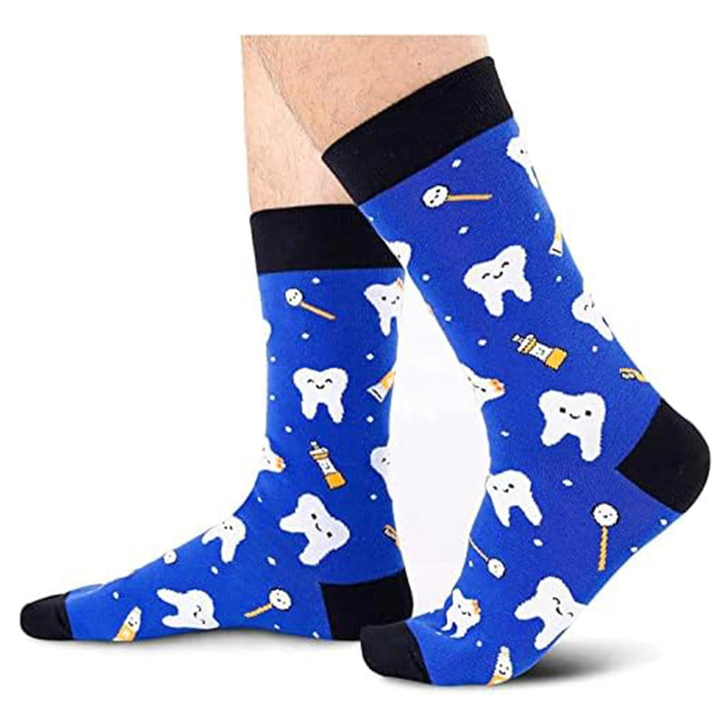[Australia - AusPower] - HAPPYPOP Men Doctor Medical Math Optometry Golfing American Flag Socks, Gifts For Nurse Graduation Poker Music Lover Medium Dentist 2 Pack 
