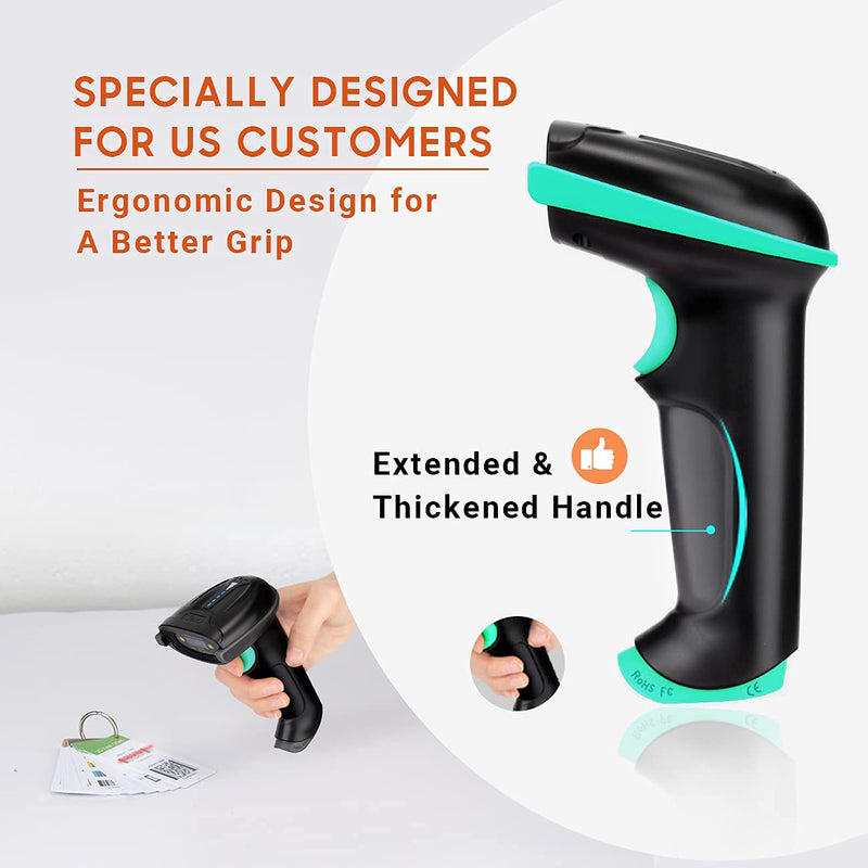 [Australia - AusPower] - Tera Barcode Scanner Wireless Versatile 2-in-1 (2.4Ghz Wireless+USB 2.0 Wired) with Battery Level Indicator 328 Feet Transmission Distance Rechargeable 1D Laser Bar Code Reader USB Handheld (Blue) 