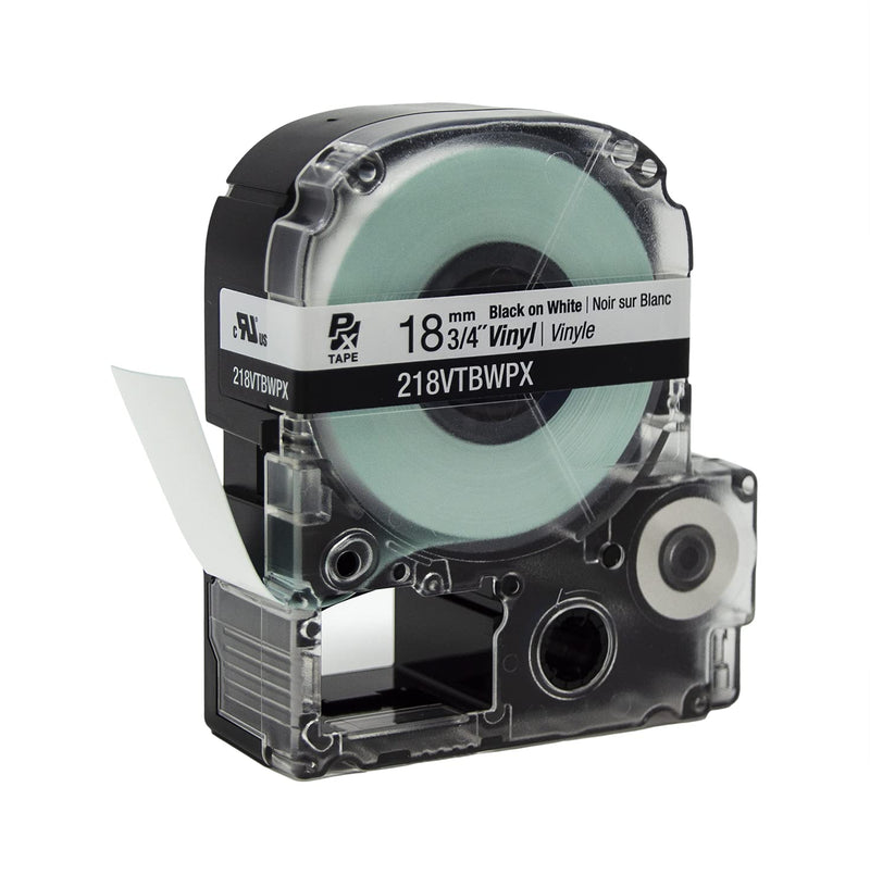 LABELWORKS 218VTBWPX Tape Cartridge - Black on White Flexible and Durable Vinyl Industrial Label Maker Tape - 3/4" (18MM) Wide, 22.9 ft 18mm