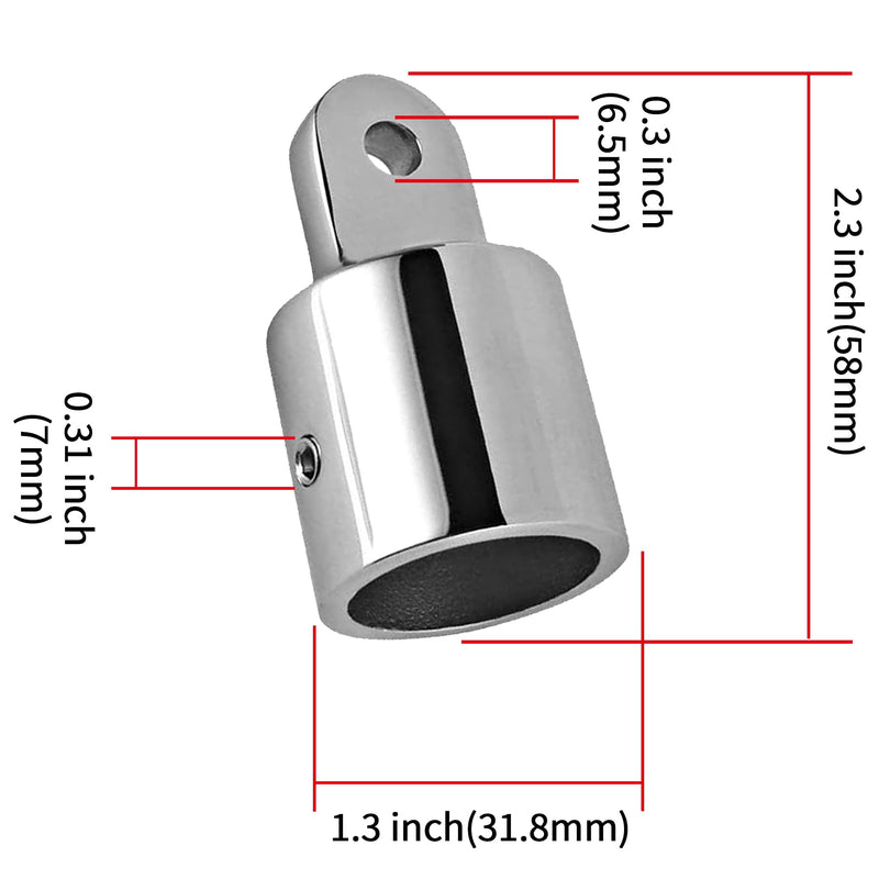 316 Stainless Steel Bimini Top Eye End Cap 7/8 inch and 1 inch Marine Grade Heavy Duty Bimini Top Parts for Boats with L Shape Hex Key 1 inch 4 Pack