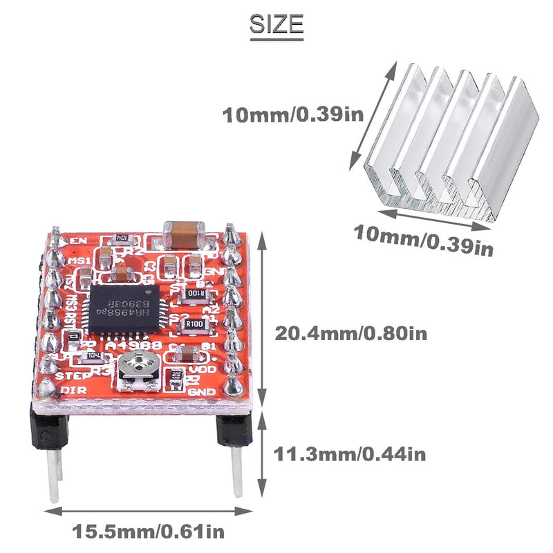 [Australia - AusPower] - 10 pcs A4988 Stepper Motor Driver Module Stepstick Stepper Adjustable Driver Module with Heat Sink Screwdriver for 3D Printer Reprap CNC Machine 