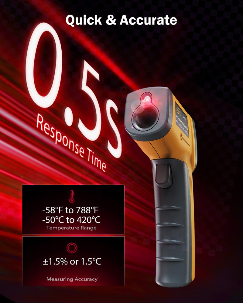 [Australia - AusPower] - Infrared Thermometer, Digital Laser Thermometer, Non-Contact Surface Temperature Gun for Measuring Cooking Food Pizza Oven Grill 