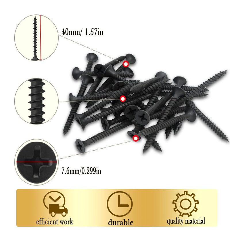 [Australia - AusPower] - #6 x 1-1/2" Fine Thread Drywall Screw with Phillips Bugle Head, Black Phosphate Coated, Sharp Point, High Strength Quick Self Self Tapping Screw for Drywall Sheetrock, Wood and More, 80Pcs #6 x 1-1/2-Inch 