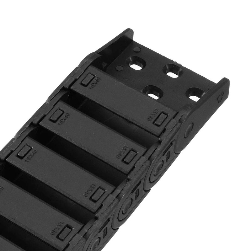[Australia - AusPower] - uxcell Drag Chain Cable Carrier Semi Enclosed Open Type with End Connectors R28 15X40mm 1.5 Meter Plastic for Electrical CNC Router Machines Black 
