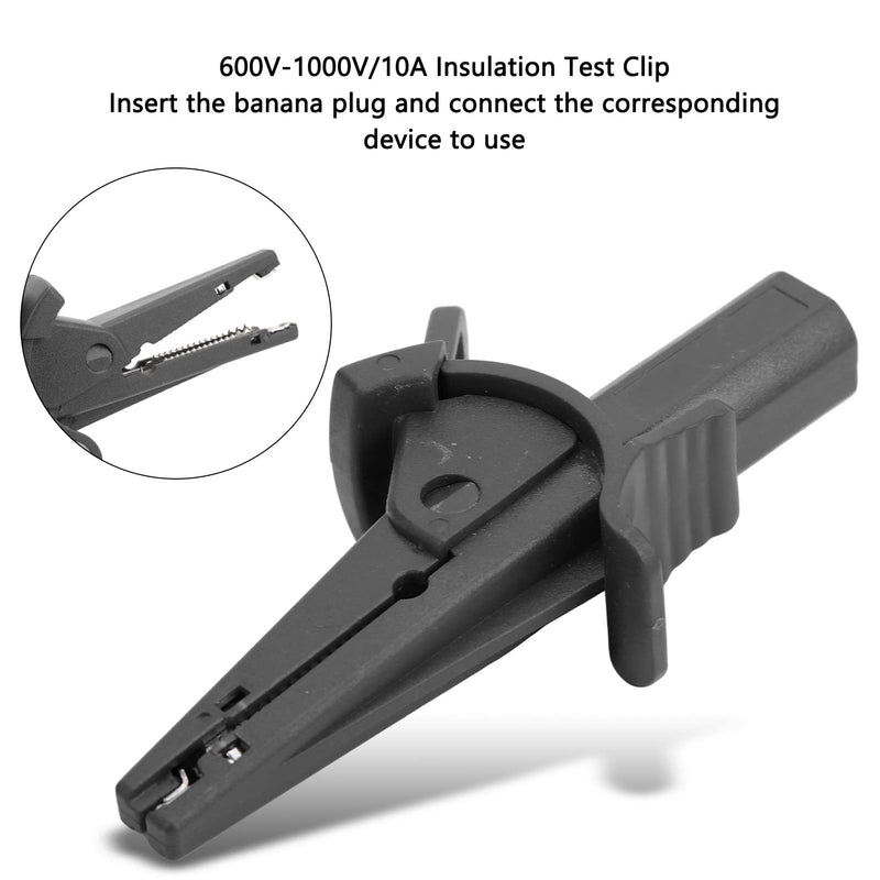 [Australia - AusPower] - Insulated Battery Clamp 20mm Opening 600V to 1000V/10A Current Test Clip for Car Trucks Electrical Projects (Black) Black 