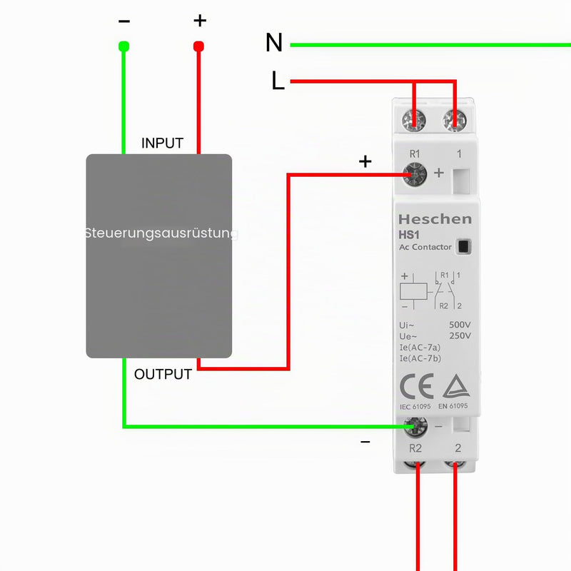 Heschen Household AC Contactor, HS1-16, Ie 16A, 2-Pole, 1NO 1NC, DC 12V Coil Voltage, 35mm DIN Rail Mounting DC12V 1NO 1NC 2P