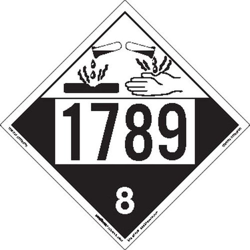 Labelmaster ZEZ41789 UN 1789 Corrosive Hazmat Placard, E-Z Removable Vinyl (Pack of 25)