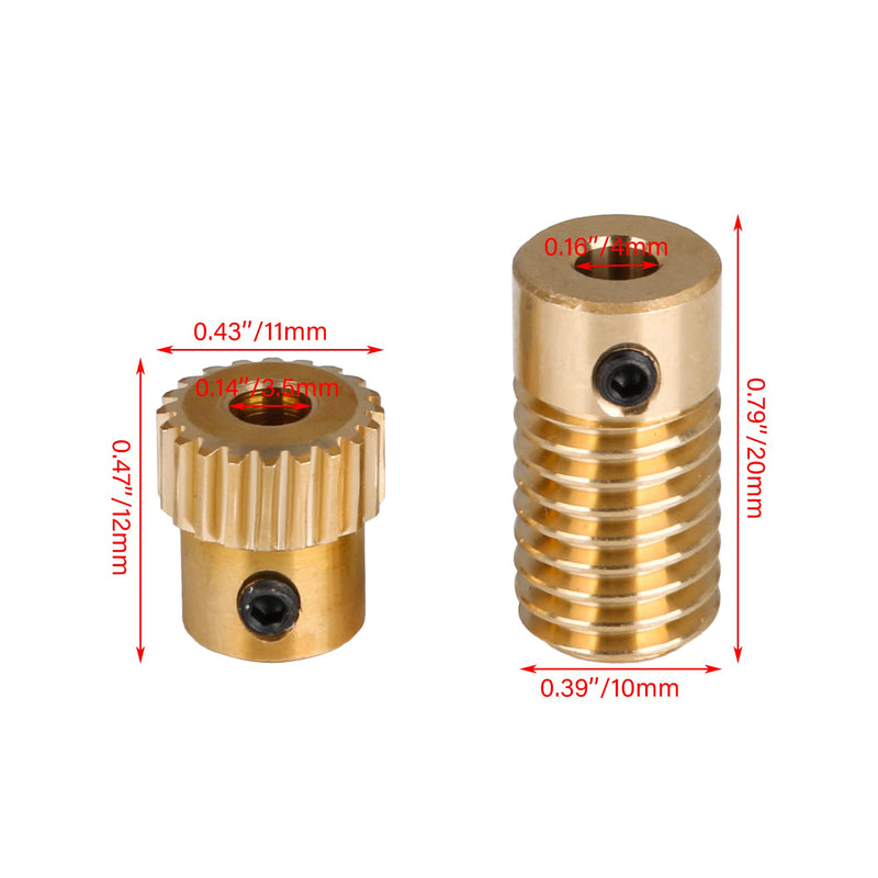 [Australia - AusPower] - BQLZR 0.5Modulus Brass Gear Shaft with 20T Wheel Screw 4mm Hole Industrial Accessories 