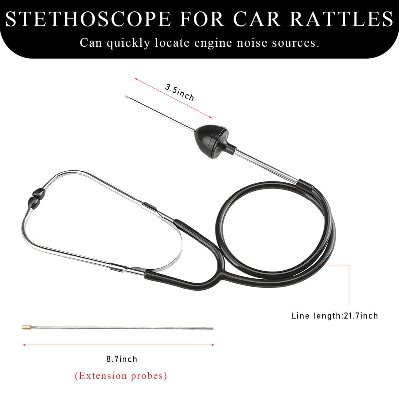 [Australia - AusPower] - Car Engine Mechanics Stethoscope, Stainless Steel Auto Engine Diagnostic Kit Stethoscope, Mechanics Automotive Cylinder Noise Sensitive Hearing Tool, Car Accessories 