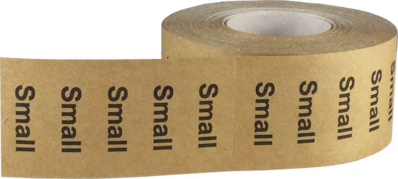 InStockLabels X Small-XX Large Clothing Size Strip Labels 1.25 x 5 Inch 1 Roll Each 125 Adhesive Stickers Per Roll 750 Adhesive Stickers, Natural Kraft