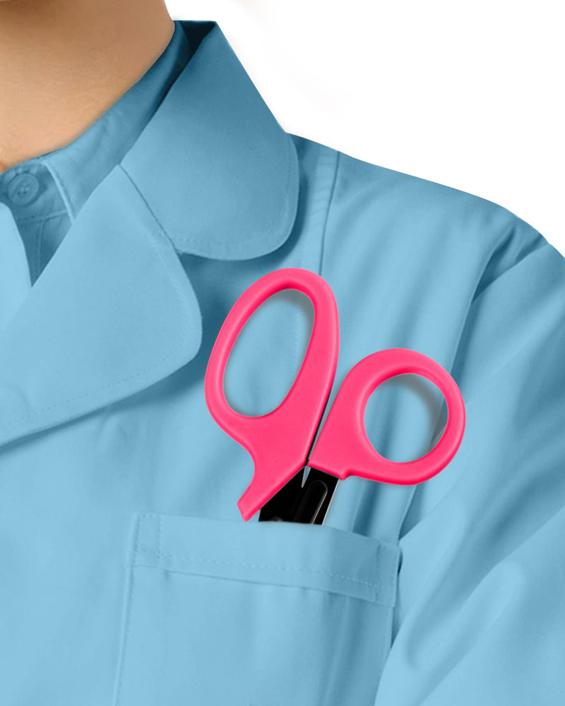 Plifal 7.36" Stainless Steel Nurse Scissors & Tape Holder - Rose Red Trauma Shears, Deep Serrations & Blunt Tip Design, Essential Tool for First Aid Surgical Medical Work (Without Tape)