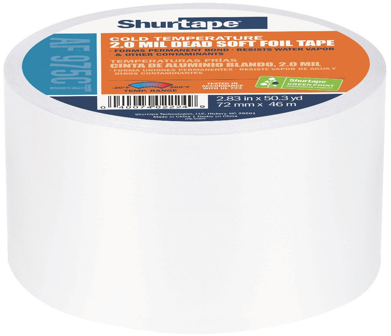 Shurtape AF975 AF-975 Aluminum Foil Duct Tape 3" x 50 Yds Silver Print, 72mm,