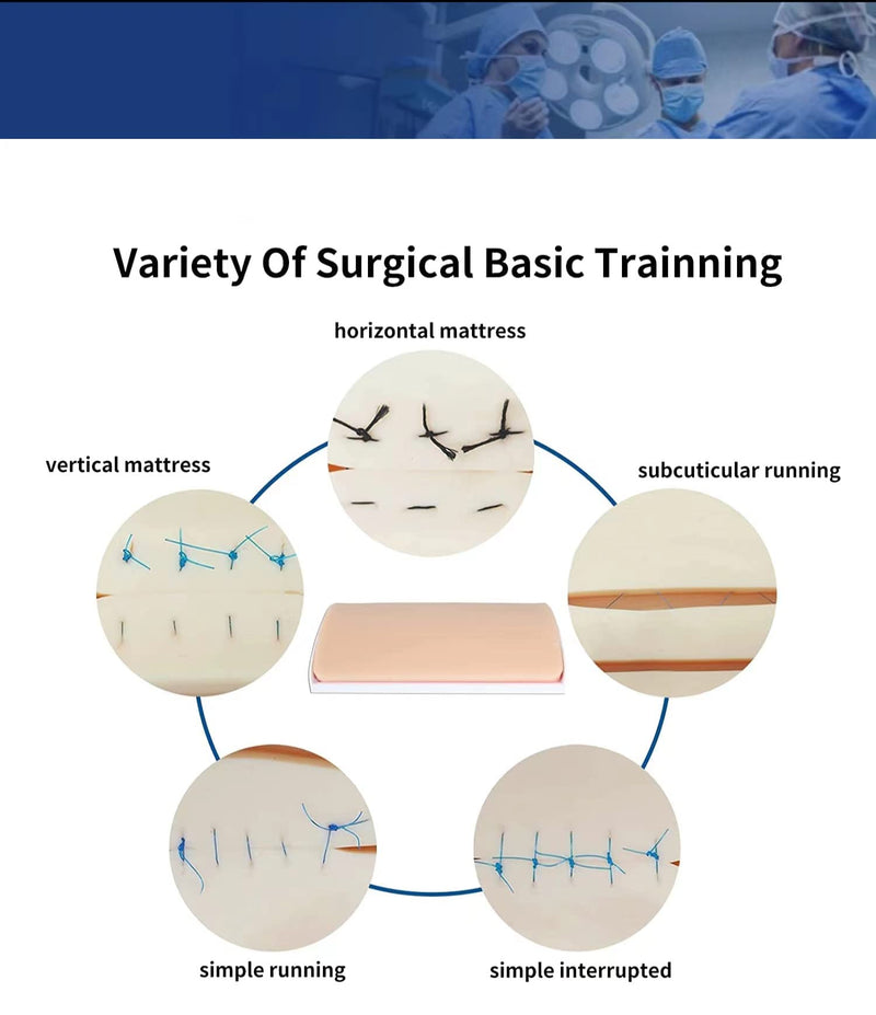 [Australia - AusPower] - Training Suture Pad Skin Model Practice with Curved Base, Anti-Slip Durable Silicone, 3 Layers, Reusable for Students Nurses Practicing 