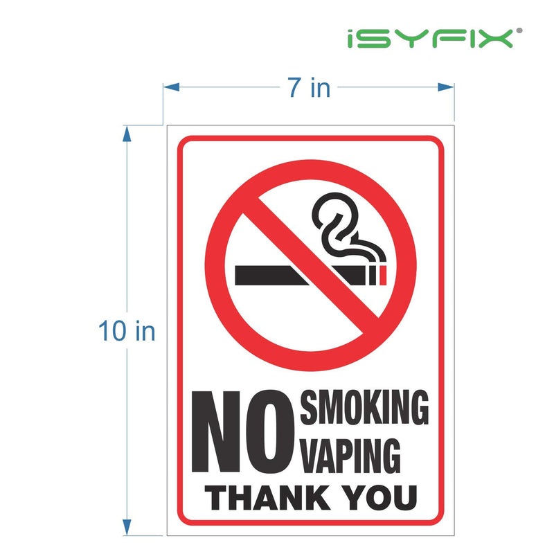 [Australia - AusPower] - iSYFIX No Smoking No Vaping Sticker Sign - 2 Pack 7x10 inch – Premium Self-Adhesive Vinyl, Laminated for Ultimate UV Protection, Weather, Scratch, Water & Fade Resistance, Indoor & Outdoor 7x10-inch 