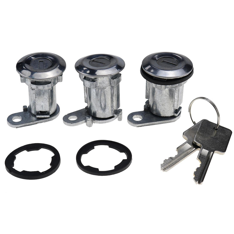 DVPARTS Set Of 3 Door Cylinder Lock Kit Door Lock Cylinders With Keys 8122874K3 for Jeep CJ Wrangler Cherokee XJ 84-90