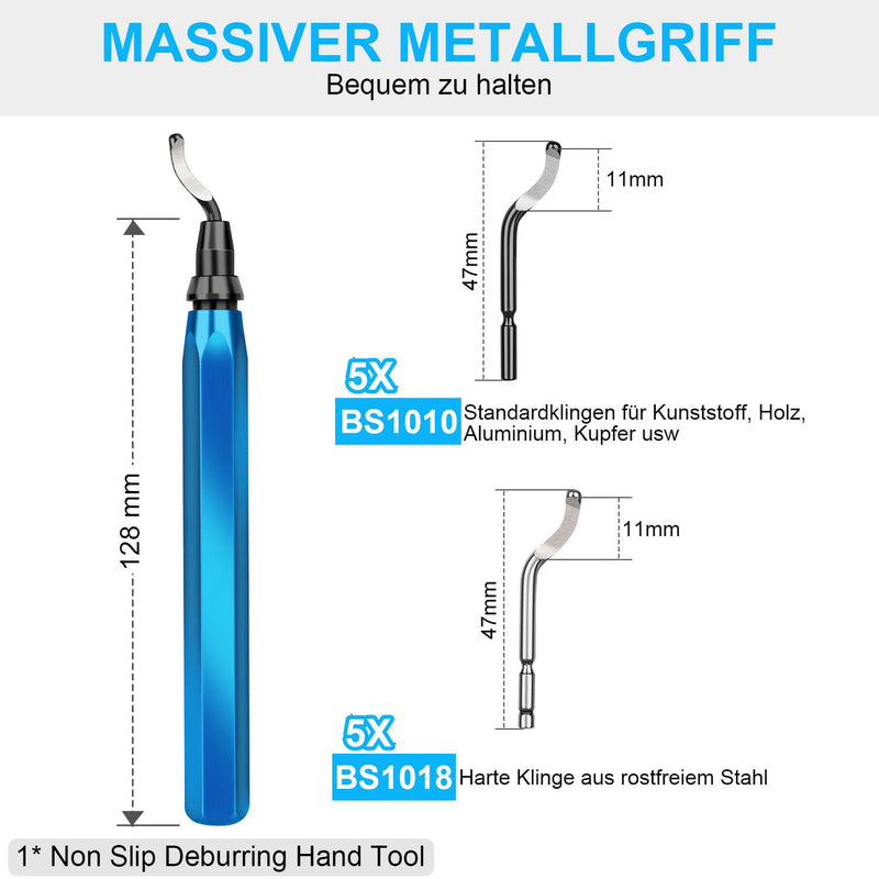 [Australia - AusPower] - Heeieuk Metal Handle Hand Deburring Tools with 11 Piece Replacement and 5 Diamond File Set for Cutting & Polishing 3D Printer, Plastic, Aluminium and Stainless Steel deburring tools diamond set 