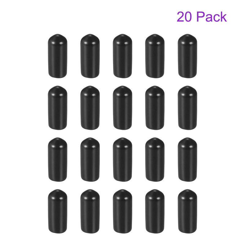 [Australia - AusPower] - DMiotech 20 Pack 1/4"(6mm) ID Black Screw Thread Protectors Rubber End Caps Bolt Covers for Screw Bolt Furniture Pipe 1/4" 