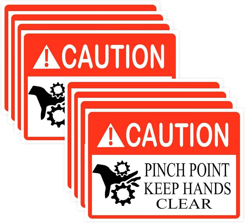 Caution Pinch Point Safety Labels Stickers, 3.5 ×5 Inch Adhesive Keep Hands Clear Labels Caution Danger Stickers for Machinery(10 Pcs)