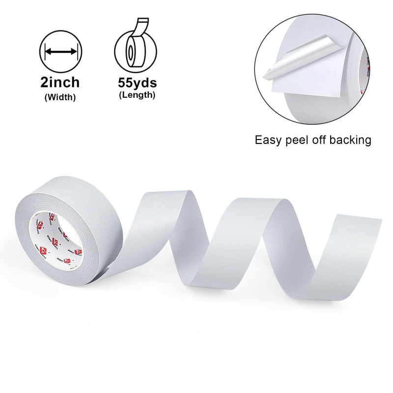 BOMEI PACK Aluminum Foil Tape,Gray White Foil Tape HVAC Sealing & Patching Hot Cold Air Duct Tape Aluminum Foil Tape for Pipe, Metal Repair, HVAC, Air Ducts, Insulation (2 Inch) 2 Inch