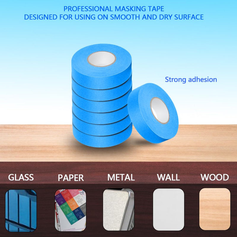 NETEHA 3 Rolls Painters Tape Masking Tape 0.78 Inch x 55 Yard, Heat Resistant No Residue Automotive Adhesive Tape for Automotive Paint and DIY Paint Projects (Blue) 0.79in-3rolls