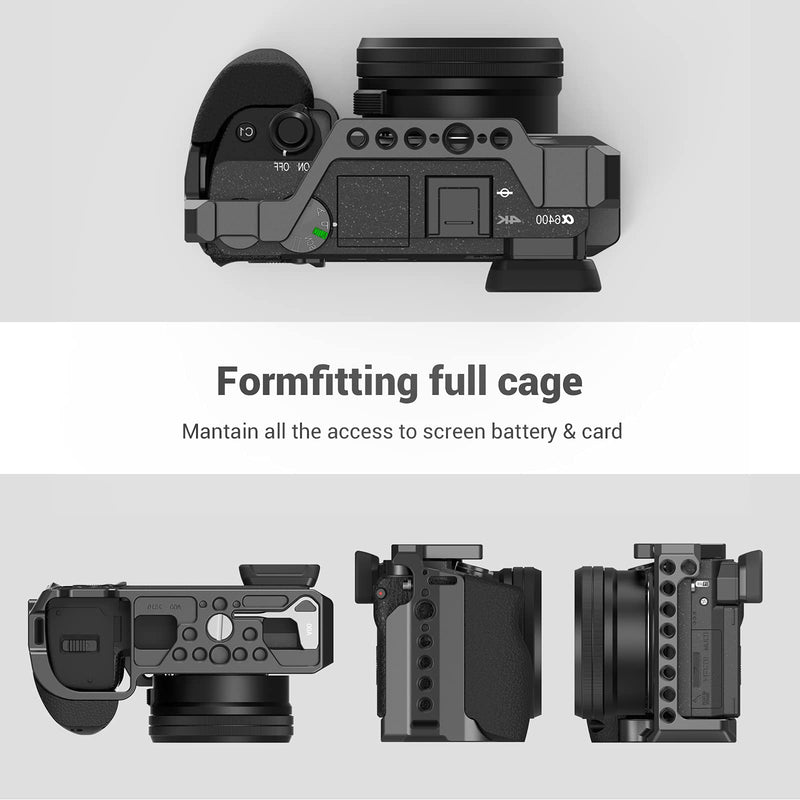 [Australia - AusPower] - SmallRig Cage with Silicone Handgrip & Cold Shoe for Sony a6100, a6300, a6400-3164 